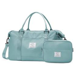 Reise-Wochenendtasche für Damen, Reisetasche mit Computerfach, Tragetasche für Übernachtung, Tragetasche mit Trolleyhülle für Wochenende, Reisen, Geschäftsreisen, Hell, blau, Large von SYCNB