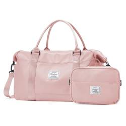 Reise-Wochenendtasche für Damen, Reisetasche mit Computerfach, Tragetasche für Übernachtung, Tragetasche mit Trolleyhülle für Wochenende, Reisen, Geschäftsreisen, Pink, Large von SYCNB