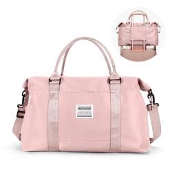 Reisetasche für Damen, Wochenendtasche mit Nassfach und Trolleyhülle, Tragetasche, Sporttasche, B-pink, 1 x Reisetasche von SYCNB