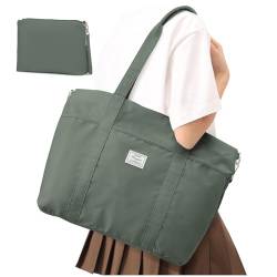 SYCNB Reisetasche für Damen, Laptop-Tragetasche mit Laptopfächern und Clutch, große Schultertasche für Reisen, Arbeit, Olivgrün, Reisetasche mit Laptopfach von SYCNB