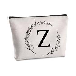 SYIJIMSJKT Z Initial Personalisierte Reise-Make-up-Tasche, monogrammiert, Geschenke für Frauen, Mutter, beste Freundin, Braut, Brautjungfer, Kosmetiktasche, Geburtstagsgeschenke, Weiss/opulenter von SYIJIMSJKT