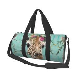 SYLALE Reisetasche mit Giraffen-Motiv, wasserdicht, Wochenendtasche, Handgepäcktasche für Damen und Herren, Schwarz , Einheitsgröße von SYLALE