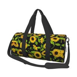SYLALE Reisetasche mit Sonnenblumen-Druck, wasserdicht, Wochenendtasche, Handgepäcktasche für Damen und Herren, Schwarz , Einheitsgröße von SYLALE