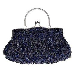 SYMALL Damen Handtasche Handtasche für Party Hochzeit Ausflüge Bar Mini Size Stil Glänzend mit Diamanten und Ketten Brauttasche, Blau - dunkelblau - Größe: Medida aprox. 26 x 16 x 7 cm von SYMALL
