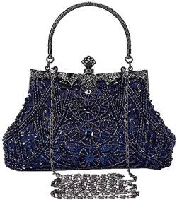 SYMALL Damen Handtasche für Party Vintage Clutch Elegant Retro Abendtasche Perlen Cocktail Hochzeit Tasche Braut Handbag, Blau von SYMALL