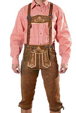 Bayerische Herren Trachten Lederhose, Trachtenlederhose mit Trägern, Oktoberfest in Mittelbraun Größe 46 von SYMPHONIE WESTERWALD