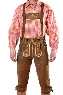 Bayerische Herren Trachten Lederhose, Trachtenlederhose mit Trägern, Oktoberfest in Mittelbraun Größe 48 von SYMPHONIE WESTERWALD