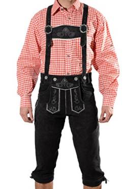 Trachten Lederhose Kniebundhose mit Trägern aus feinstem Veloursleder in schwarz, Bayrische Trachtenlederhose für das Oktoberfest Größe 48 von SYMPHONIE WESTERWALD