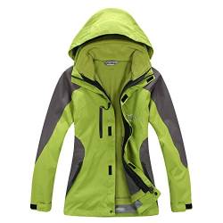 SYRINX Damen 3 in 1 Winddicht Wasserdicht Atmungsaktiv Hardshelljacke mit Fleecejacke Camping Wandern Outdoor Jacke (XX-Large, Grün) von SYRINX