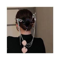 Brötchen-Haarnadel Frauen Mode Twine Warp Metall Lange Quaste Kette Haarnadeln Chinesischen Stil Klaue Clips for Dickes Haar Haarstyling-Stifte (Color : 03) von SYRIS