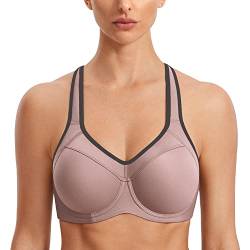 SYROKAN Damen Sport BH Starker Halt- Bügel Push Up Ringerrücken Gepolstert Fitness BH Backstein 75F von SYROKAN