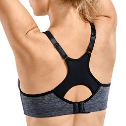 SYROKAN Damen Sport BH Starker Halt- Bügel Push Up Ringerrücken Gepolstert Fitness BH Dunkle Blumenasche 70H von SYROKAN