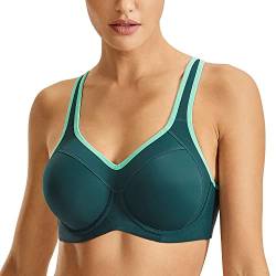 SYROKAN Damen Sport BH Starker Halt- Bügel Push Up Ringerrücken Gepolstert Fitness BH Fichtengrün 85F von SYROKAN