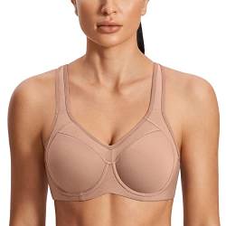 SYROKAN Damen Sport BH Starker Halt- Bügel Push Up Ringerrücken Gepolstert Fitness BH Kaum Buff 80E von SYROKAN