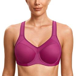 SYROKAN Damen Sport BH Starker Halt- Bügel Push Up Ringerrücken Gepolstert Fitness BH Magenta Violett 80B von SYROKAN