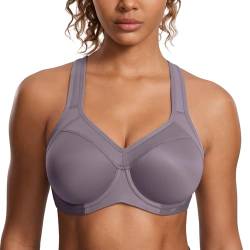 SYROKAN Damen Sport BH Starker Halt- Bügel Push Up Ringerrücken Gepolstert Fitness BH Nebelgrau 80C von SYROKAN