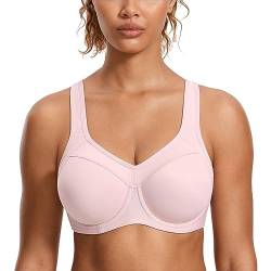 SYROKAN Damen Sport BH Starker Halt- Bügel Push Up Ringerrücken Gepolstert Fitness BH Rhodonit Rosa 75F von SYROKAN