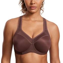 SYROKAN Damen Sport BH Starker Halt- Bügel Push Up Ringerrücken Gepolstert Fitness BH Taupe 90F von SYROKAN