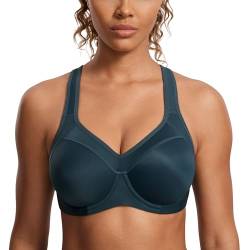 SYROKAN Damen Sport BH Starker Halt- Bügel Push Up Ringerrücken Gepolstert Fitness BH Wald Dunkelgrün 75D von SYROKAN