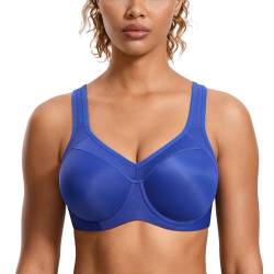 SYROKAN Damen Sport BH Starker Halt- Bügel Push Up Ringerrücken Gepolstert Fitness BH Wellen Blau 85D von SYROKAN