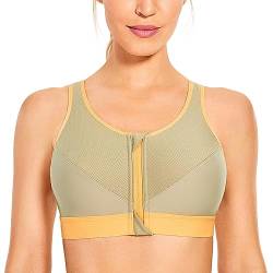 SYROKAN Damen Sport BH Starker Halt - Vorderverschluss Ohne Bügel Und Einlagen für Nach Brust OP Fitness Lauf Yoga Antilope 85B von SYROKAN