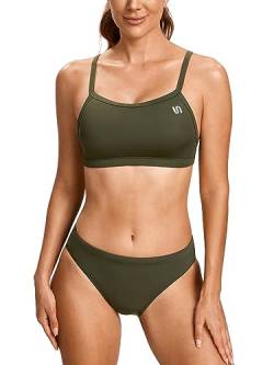 SYROKAN Damen Sport Badeanzug Bikini Set Bikinioberteil mit Licht Gepolstert Dunkle Olive M von SYROKAN