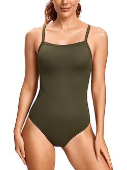 SYROKAN Damen Sport Badeanzug One Piece Trainings Profi Einteiler Bademode mit Cups Dunkle Olive 30 von SYROKAN