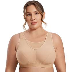 SYROKAN Wirefree High Impact Sport-BH für Frauen Nicht gepolsterte BHS in voller Größe in Übergröße Beige-a297 85H von SYROKAN