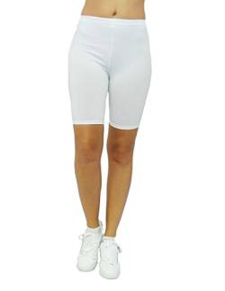 Damen Shorts Kurze Leggings Hotpants Sport Baumwolle Weiss S von SYS