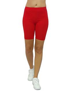 Damen Shorts Kurze Leggings Hotpants Sport Baumwolle rot S von SYS