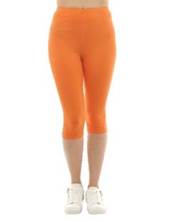 SYS Damen Capri 3/4 Leggings Baumwolle Hose orange XXXL von SYS
