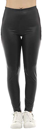 SYS Damen Leggings lang Hüftbund Hose Glanz-Matt Latex Kunstleder Optik schwarz XXXL von SYS