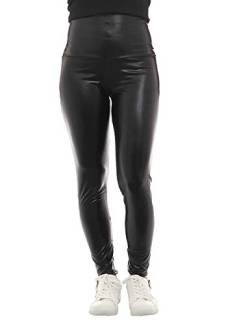 SYS Damen Leggings lang hoher Bund Hose Glanz-Matt Latex Lack Kunstleder Optik schwarz XXL von SYS