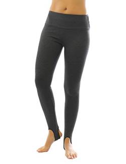 Thermo Leggings lang mit Steg Baumwolle Fleece warm weich dunkelgrau XXXL von SYS