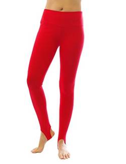 Thermo Leggings lang mit Steg Baumwolle Fleece warm weich rot XXXL von SYS