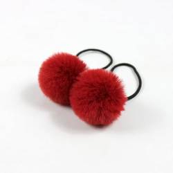 25 Stück Baby Mädchen Pom Pom Haargummis Elastisches Haarband Stirnband Weichgummi Haarband Flauschige Pferdeschwanzhalter Haargummiband Niedlicher Plüschball für Kleinkinder Kinder -Weinrot von SYSUII