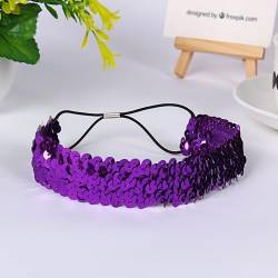 5 STÜCKE Pailletten Stirnband, Elastisch Glänzend Glitzer Haarbänder Pailletten Stirnbänder Haar Kopfbedeckung für Frauen und Mädchen Für Damen,Teenager,Sport, Tanz,Party,Teams -Lila von SYSUII