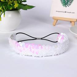 5 STÜCKE Pailletten Stirnband, Elastisch Glänzend Glitzer Haarbänder Pailletten Stirnbänder Haar Kopfbedeckung für Frauen und Mädchen Für Damen,Teenager,Sport, Tanz,Party,Teams -Weiß von SYSUII