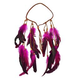 Boho Feder Haarband Feder Kopfschmuck Stirnband Hippie Boho Indianer Stirnband Feder Stirnbänder Perlen Feder Quaste Stirnband Schmuck Für Frauen Und Mädchen für Abendkleider Halloween Karneval von SYSUII