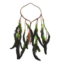 Boho Feder Haarband Feder Kopfschmuck Stirnband Hippie Boho Indianer Stirnband Feder Stirnbänder Perlen Feder Quaste Stirnband Schmuck Für Frauen Und Mädchen für Abendkleider Halloween Karneval von SYSUII