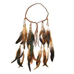 Boho Feder Haarband Feder Kopfschmuck Stirnband Hippie Boho Indianer Stirnband Feder Stirnbänder Perlen Feder Quaste Stirnband Schmuck Für Frauen Und Mädchen für Abendkleider Halloween Karneval von SYSUII