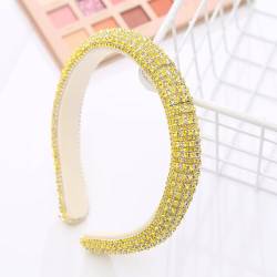 Damen Glitzer Strass Haarreif Stirnband Stirnband Dickes Haarband Kristall Diamant Strass Kopfbedeckung Haarband für Frauen Mädchen Geburtstagsgeschenk Hochzeit Braut Haarschmuck -Gelb von SYSUII