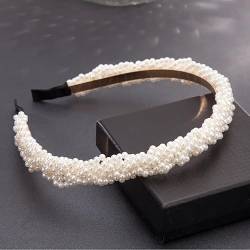 Elegante Perlen Haarreifen Damen Breites Dickes Stirnband Stirnbänder mit Kunstperlen Damen Mädchen Hochzeit Party Haarschmuck kopfband Zubehör Braut Brautjungfer Haarbänder Hochzeit Accessoires von SYSUII