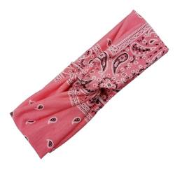 Haarbänder Damen Breite Elastische Boho Stirnband Sommer Yoga Sport Haarband Kopfband Haarschmuck Haarbänder Vintage Stirnbänder Retro Haarschmuck für Frauen für Laufen/Fitness -Rosa von SYSUII