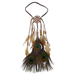 Indische Feder Stirnband Traumfänger-Kopfschmuck Tribal Haarschmuck 1920er Jahre Indischer Kopfschmuck Bohemian Haarschmuck für Frauen und Mädchen für Abendkleider Halloween Karneval Festival, Party von SYSUII