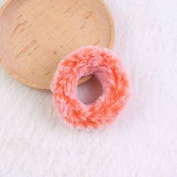 SYSUII 10 Stück Plüsch Kunstpelz-Haarbändern, Flauschige Elastische Haargummis Scrunchies Gummibänder Pelzhaar Pom Pom Stirnbänder Pferdeschwanz Halter Haarschmuck für Kinder Frauen Mädchen -Orange von SYSUII