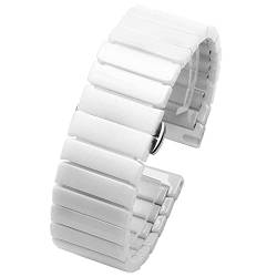Keramikband Smart Band Armband Edelstahlbänder Schnellverschluss Damen Herren Schwarz Weiß Uhrenarmband Uhrenarmband Zubehör Uhrenarmband (Color : B white, Size : 20mm) von SYT-MD