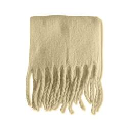 SYT-MD Schal Damen, Frauen Solid Langer Schal Fashion Quaste Nachahmung Kaschmir Schalldämpfer Herbst Winter Warmer Schal Snood Green Tips (Color : Apricot Cream, Size : 220cm x 42cm) von SYT-MD