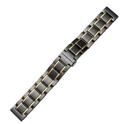 Smart Watch Automatikuhr Armband Keramikband zwischen Edelstahl 20 mm 22 mm Uhrenarmband Schnellverschluss Uhrenarmband (Color : Gold black, Size : 20mm) von SYT-MD
