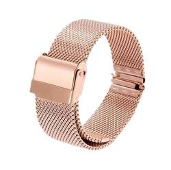 Uhrenarmband 12–24 mm Universal-Schnellverschluss-Uhrenarmband, Edelstahl, 0,6-Linien-Mesh-Bänder, Milanaise-Armband (Color : Rose gold, Size : 24mm) von SYT-MD